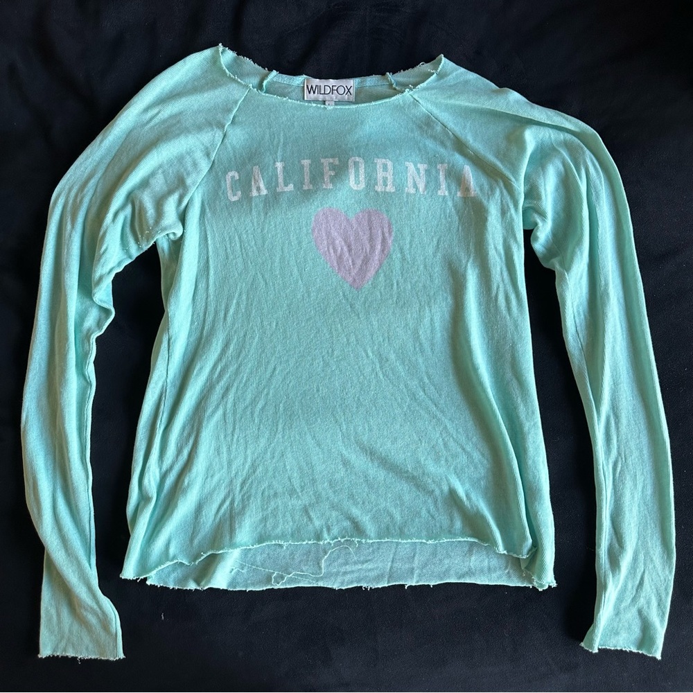 Wildfox California Teal Blue Long sleeve